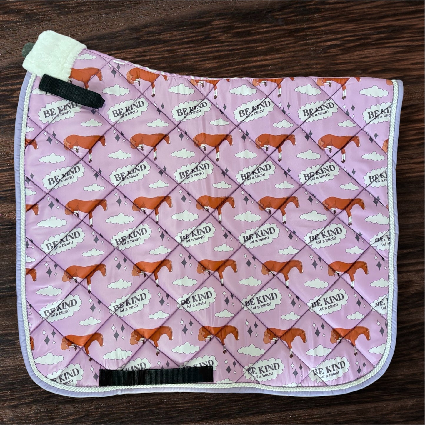 Be kind (of a B****) purple dressage saddle pad