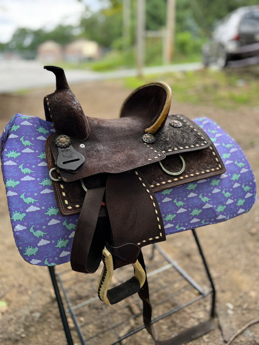 Purple Dino western saddle pad COVER