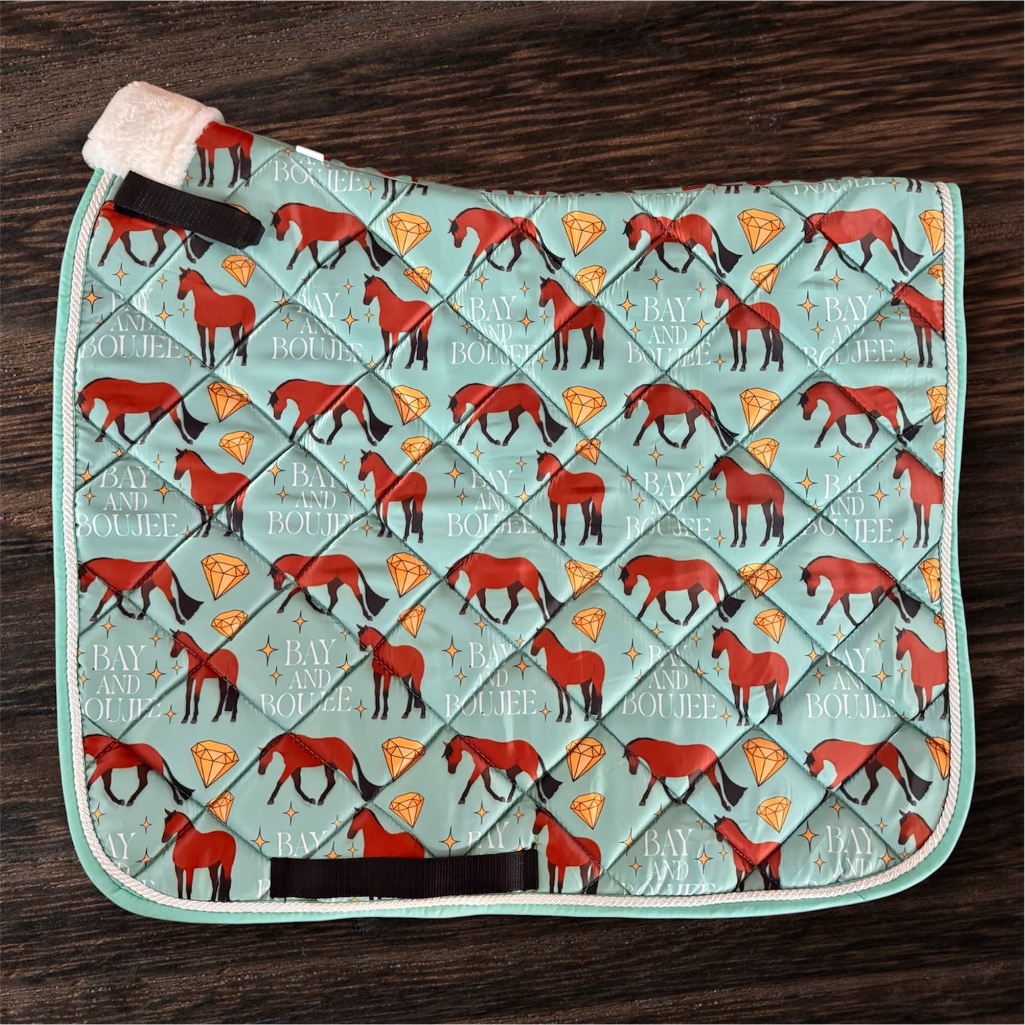 Bay and boujee green dressage saddle pad