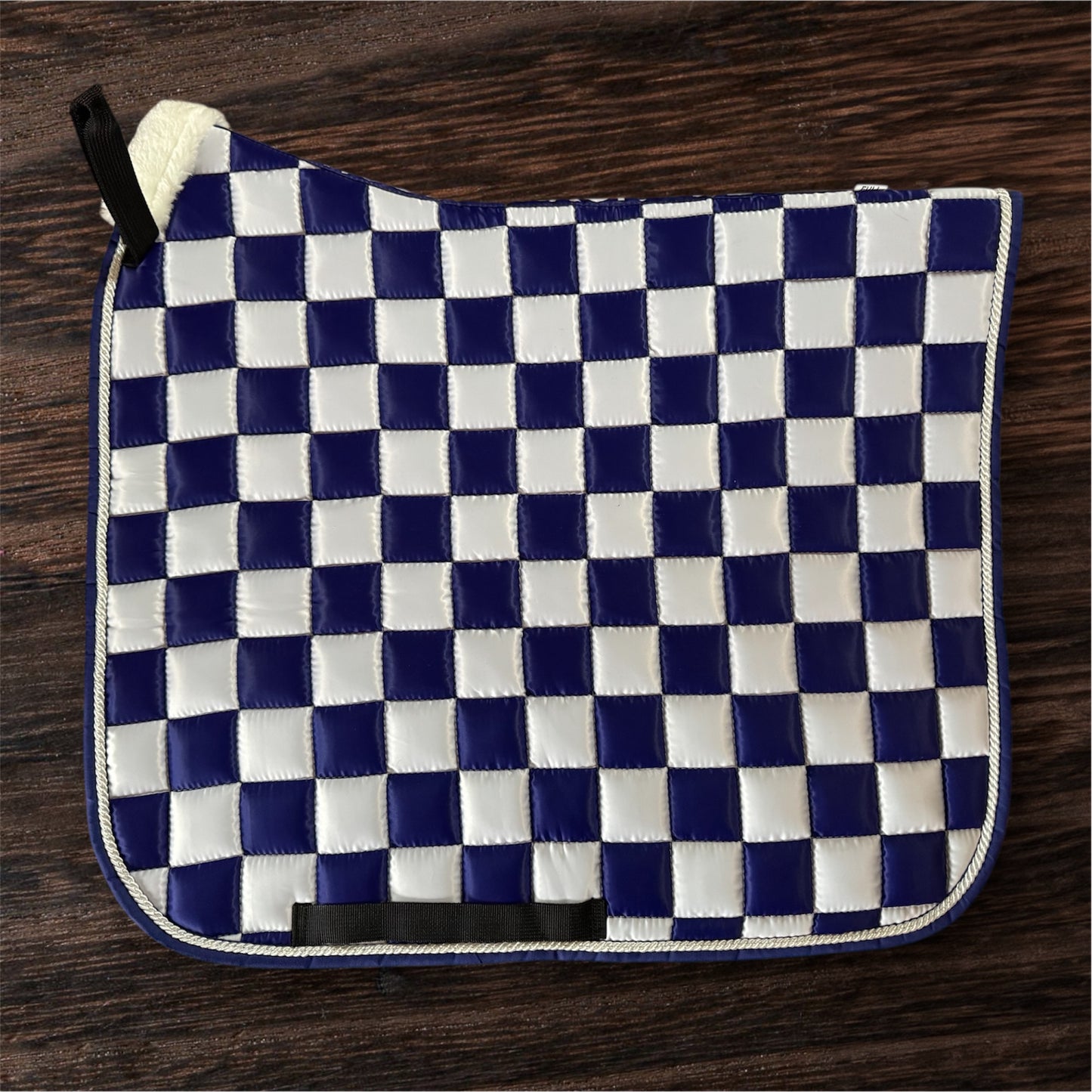 Navy checker dressage saddle pad