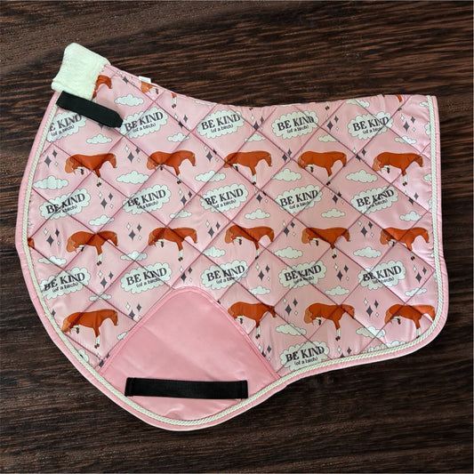 Be kind (of a B****) pink jump cut saddle pad
