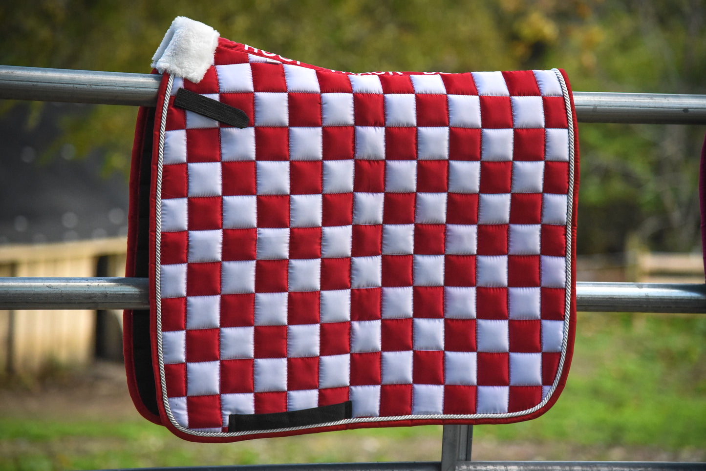 Red/white checker dressage pad