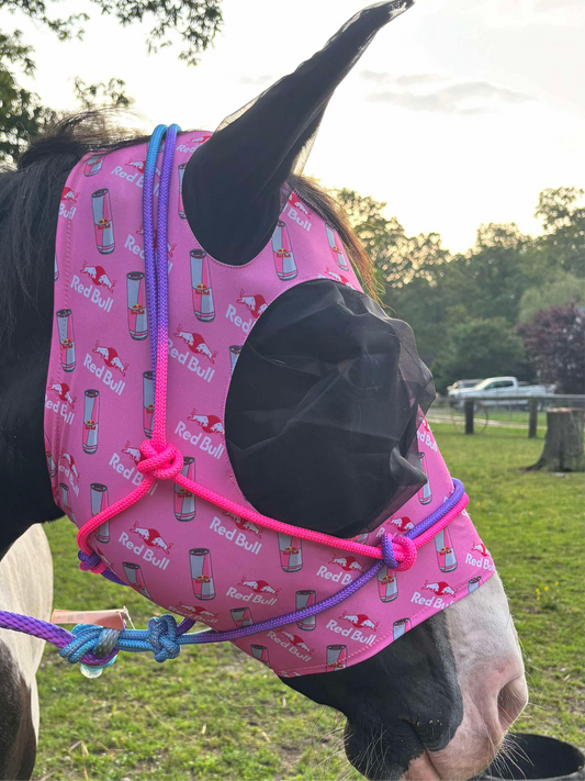 Pink redbull Lycra fly mask