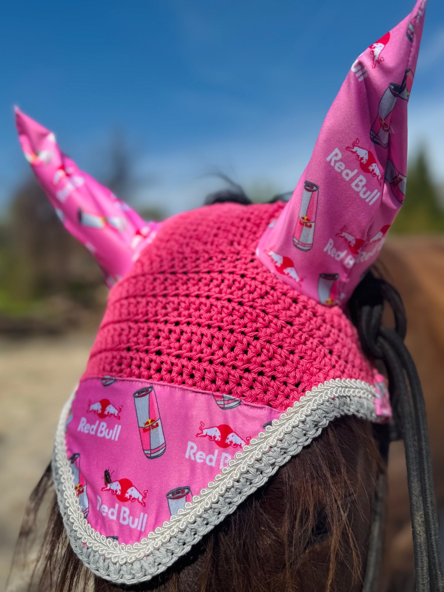 Pink redbull fly bonnet