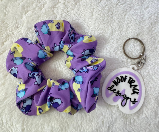Space cow large hair scrunchie (1pack)