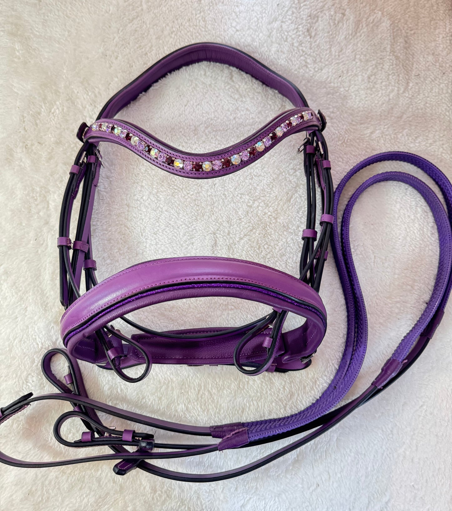 Purple bling English bridle