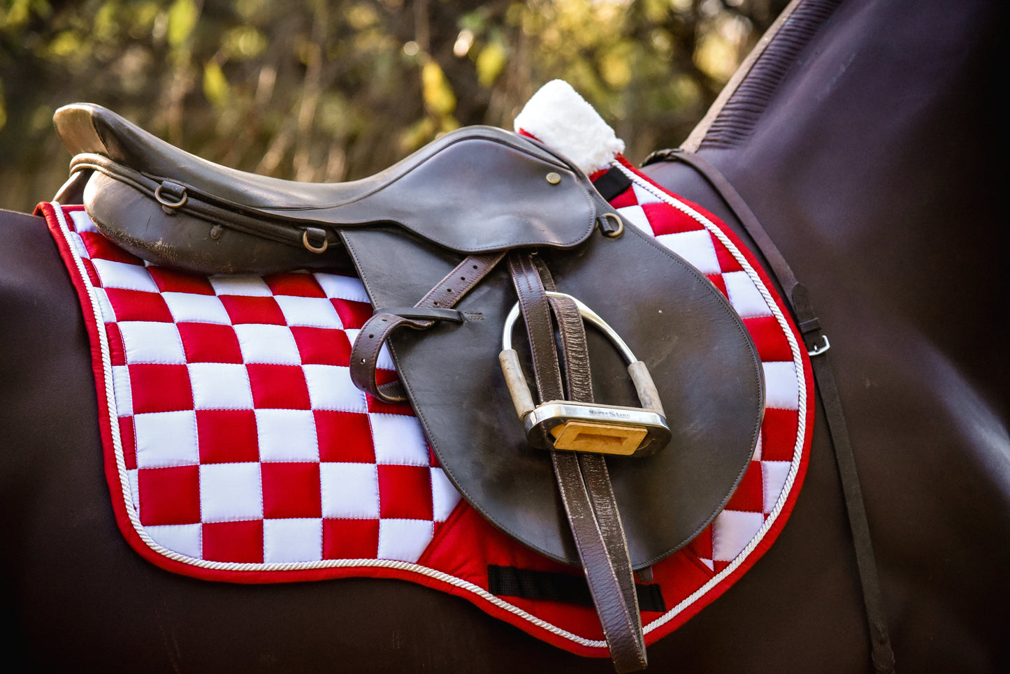 Red/white checker saddle pad