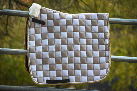 Tan/white checker dressage pad