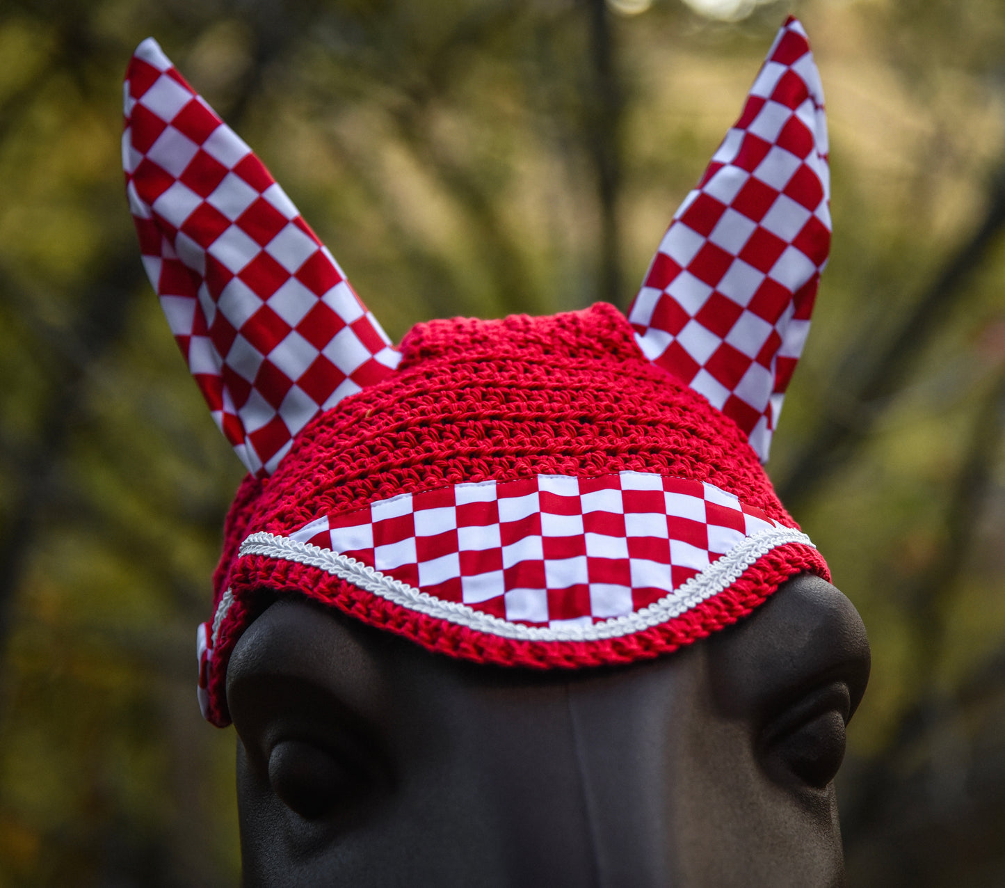 Red/white checker fly bonnet