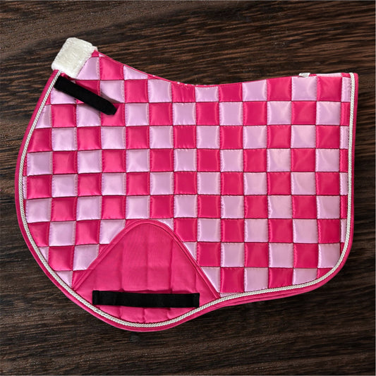 Pink/pink checker jump cut saddle pad