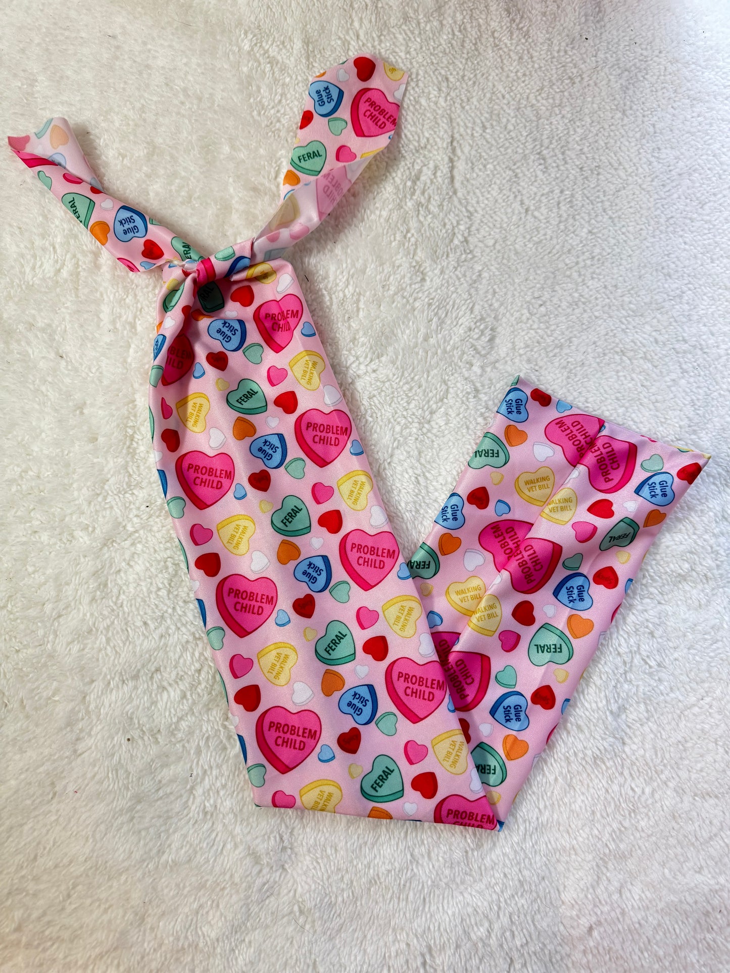 Conversation hearts tail bag
