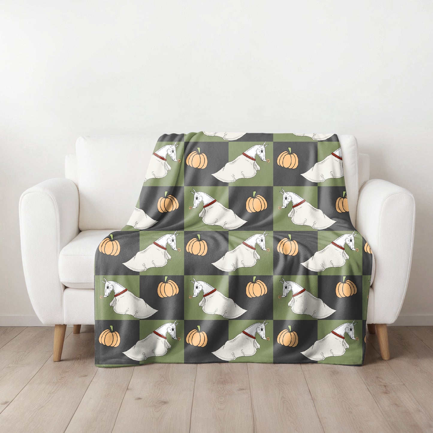 Halloween ghost horse fleece throw blanket