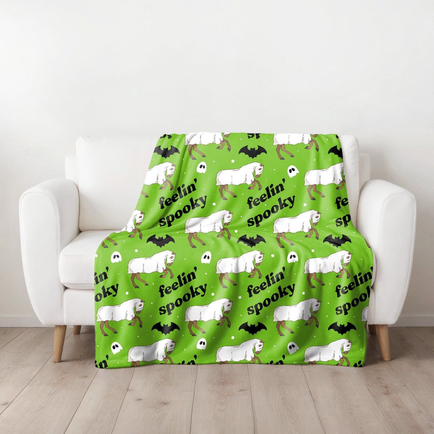 Feelin spooky green fleece throw blanket