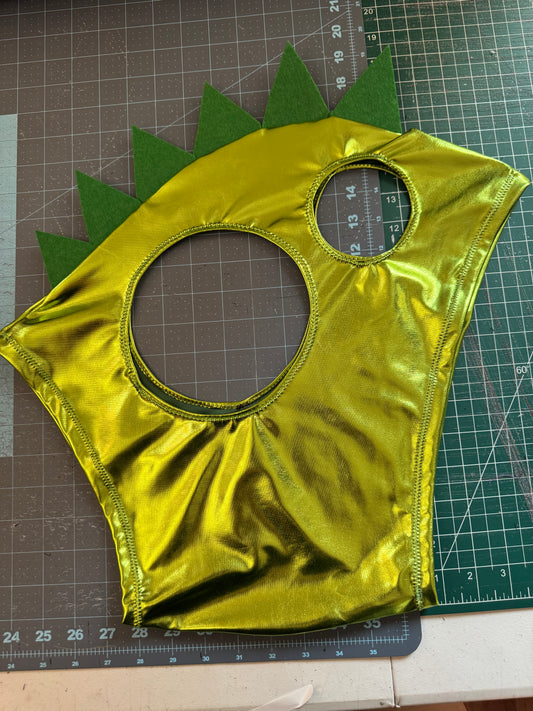 Foil green Dino costume mask