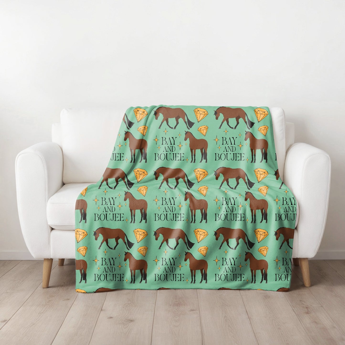 Bay and boujee green fleece throw blanket