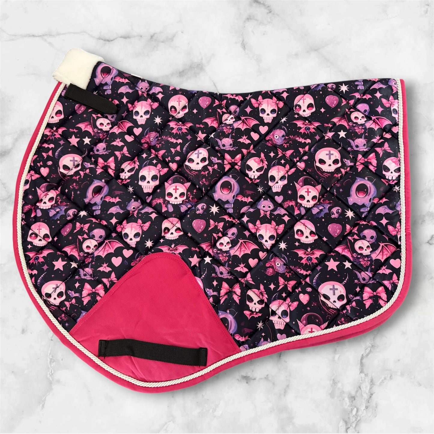 Purple skull jump cut saddle pad