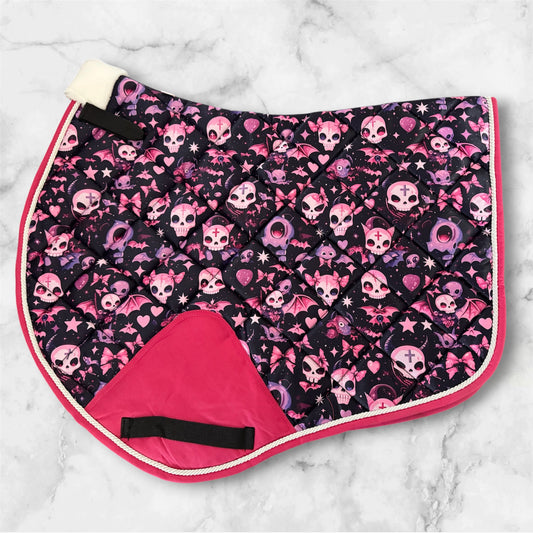 Purple skull jump cut saddle pad