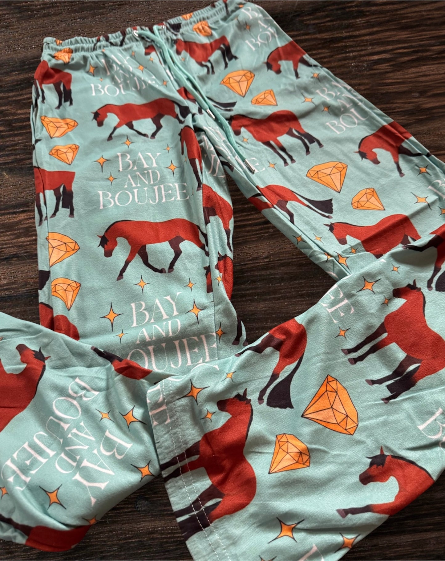 Bay and boujee green pj pants