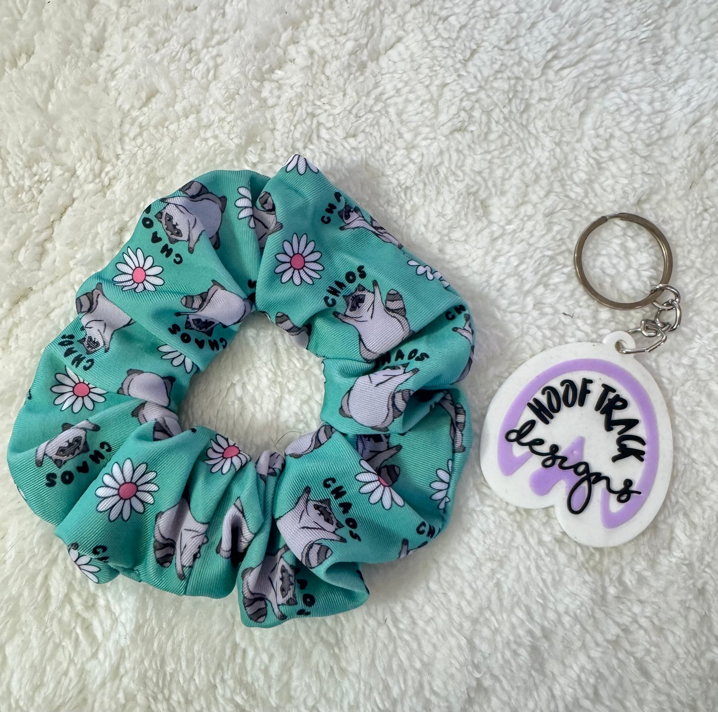 Green chaos large hair scrunchie (1pack)