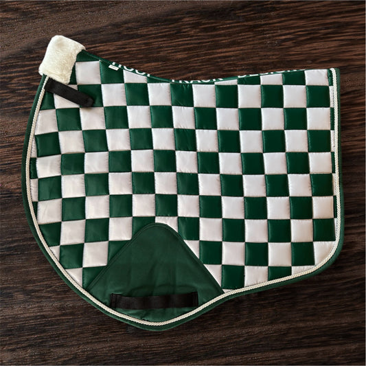 Dark green checker jump cut saddle pad