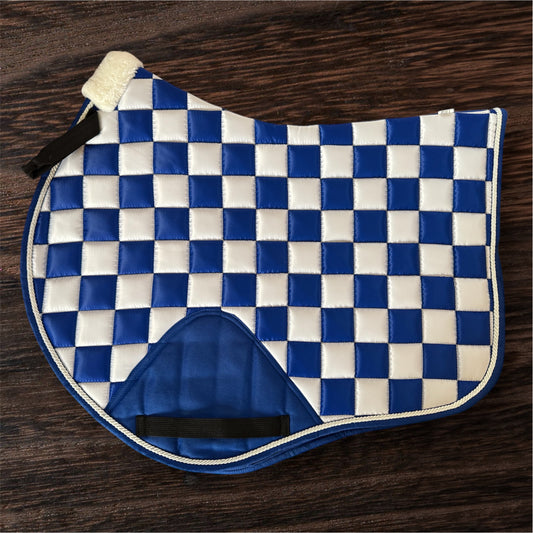 Royal blue checker jump cut saddle pad