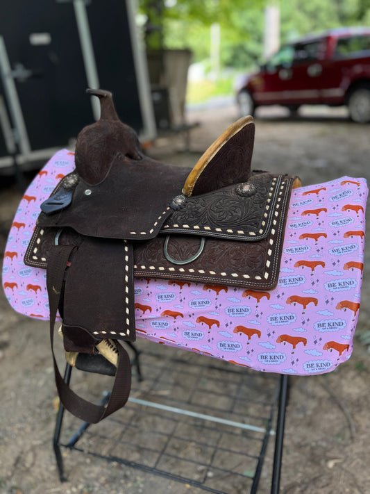 Be kind (of a B****) pink western saddle pad COVER