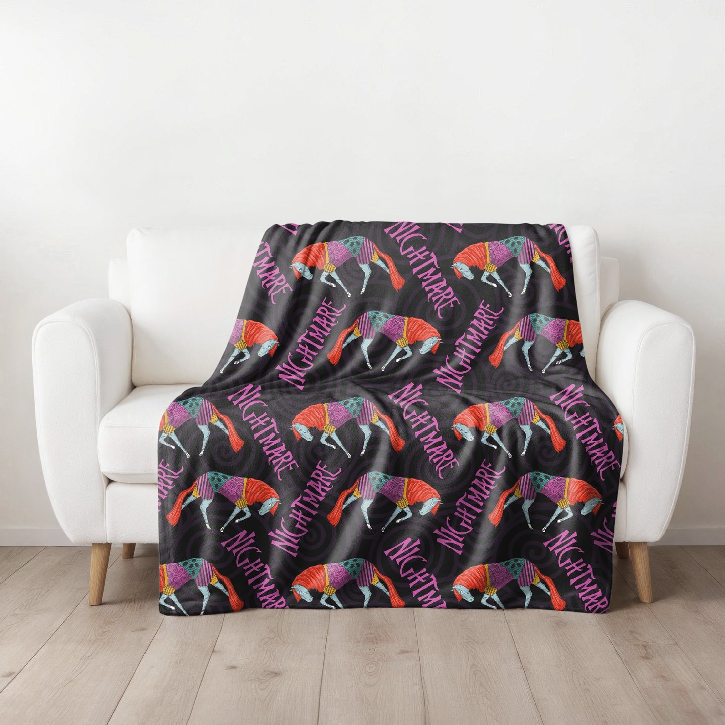 Nightmare horse fleece throw blanket
