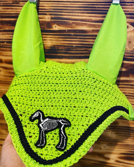 Lime green horse skeleton bonnet
