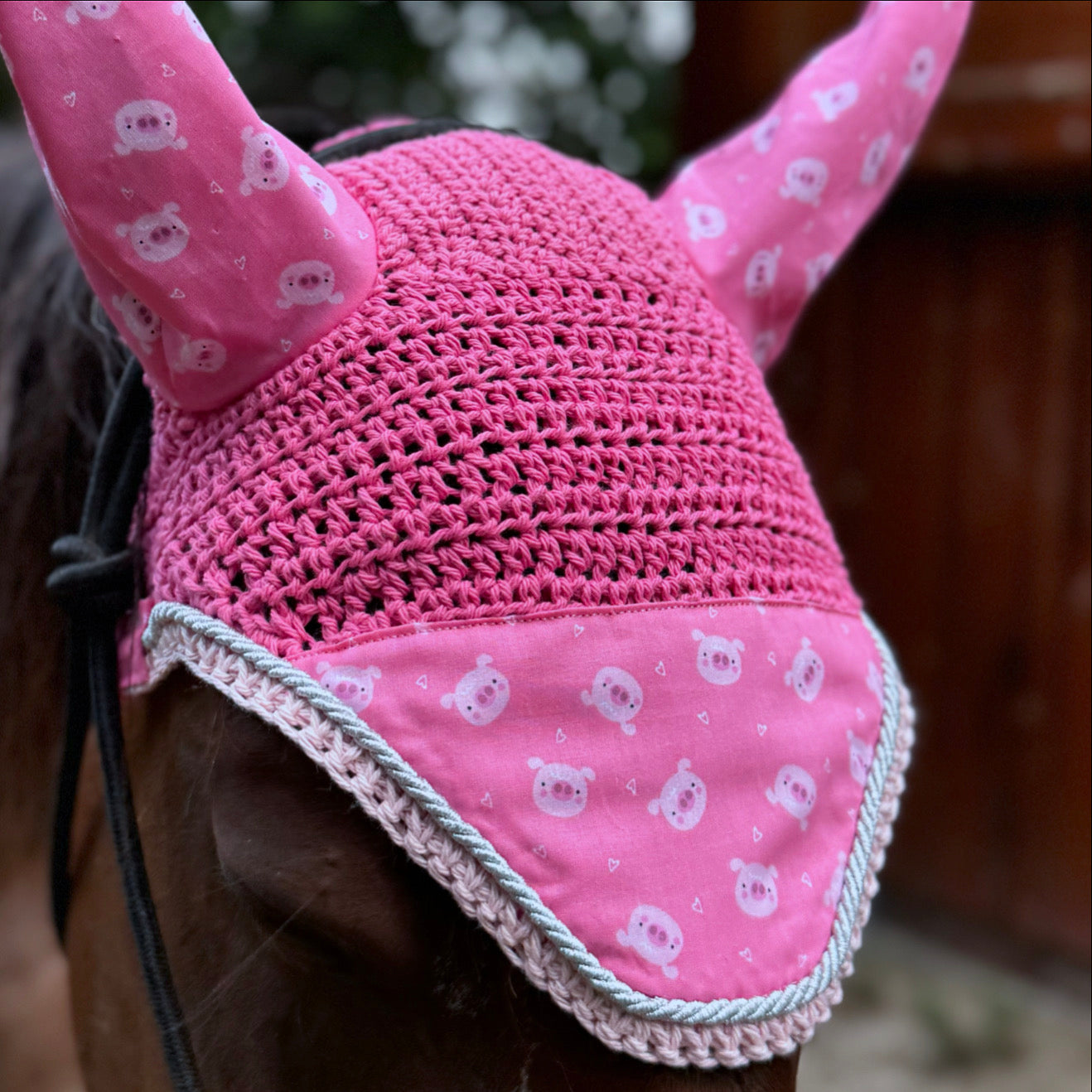 Pink piggy fly bonnet