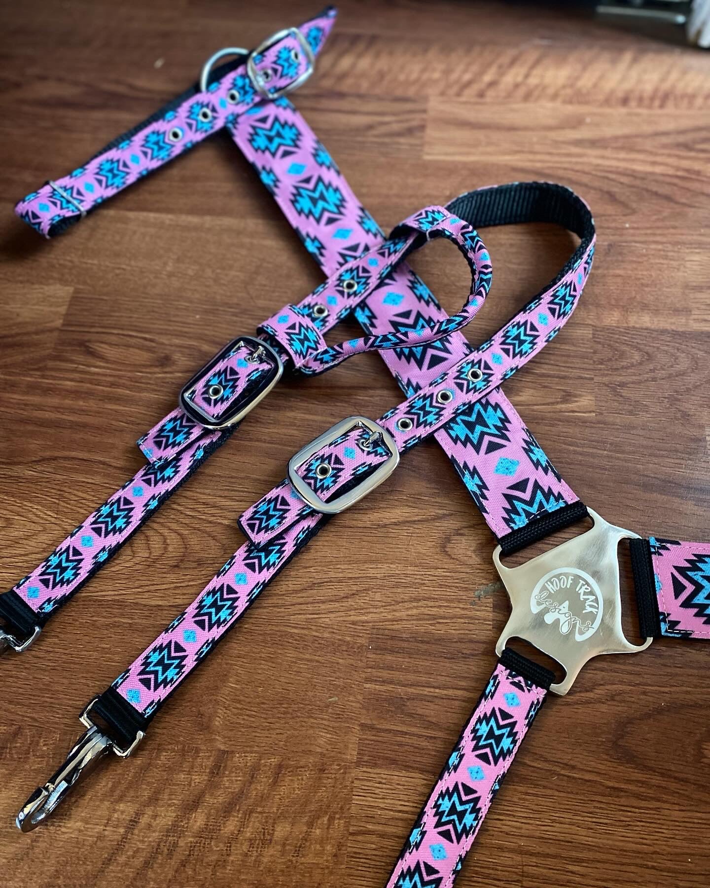 Pink Aztec nylon tack set