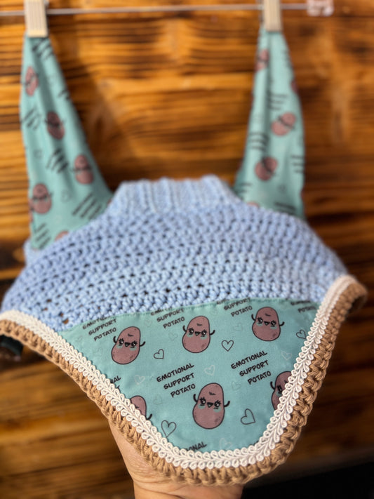 Blue emotional support potato bonnet