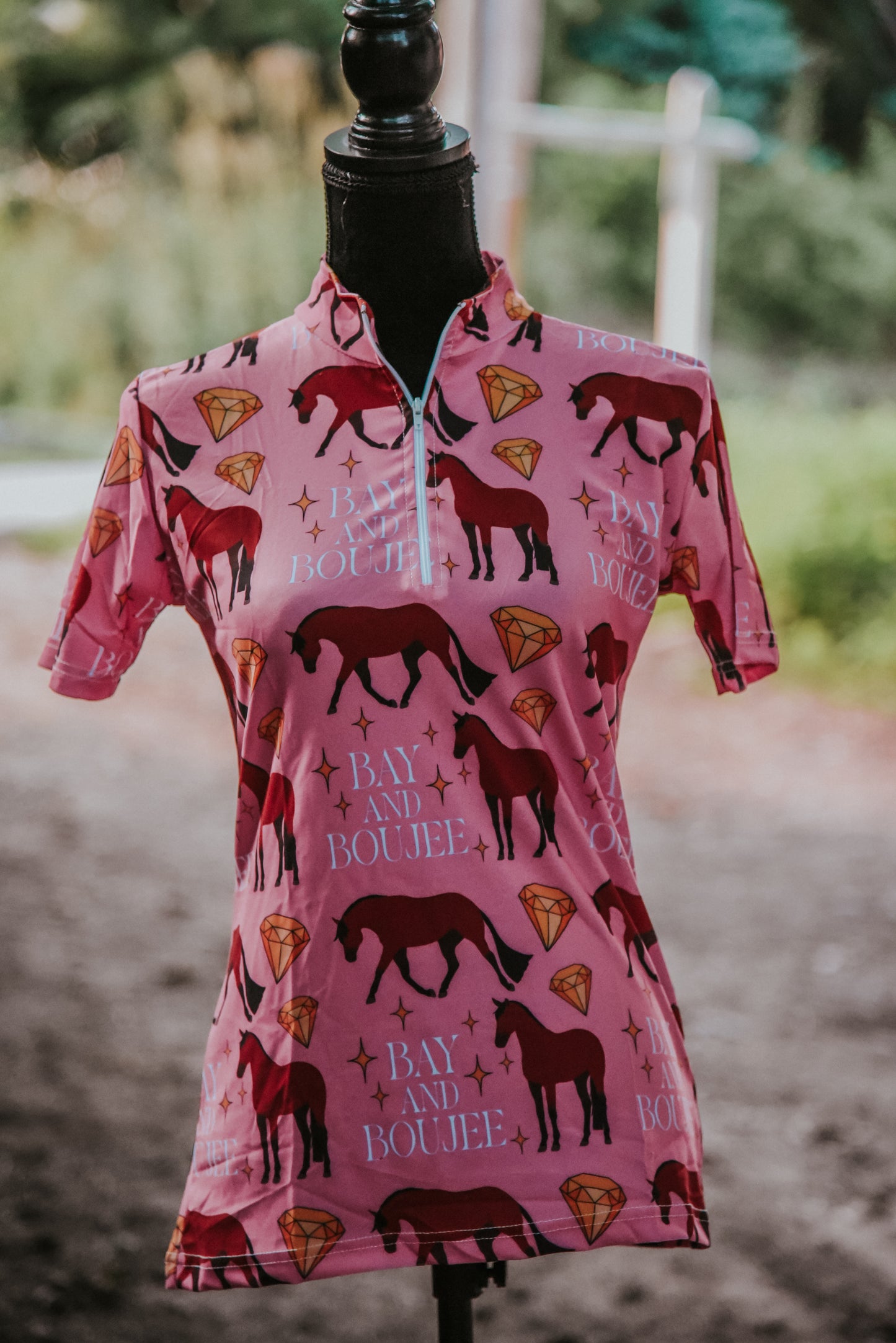 Bay and boujee pink short sleeve quarter zip