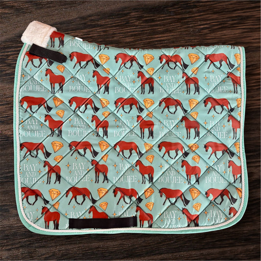 Bay and boujee green dressage saddle pad