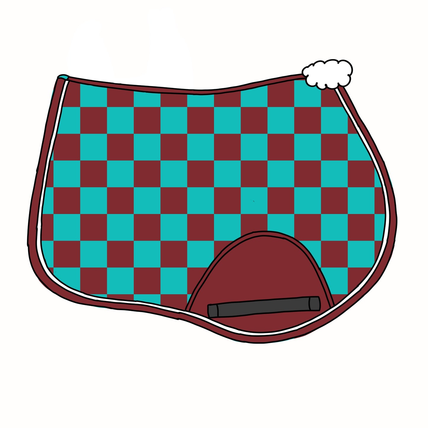 PRE ORDER Burgundy/blue checker saddle pad jump/dressage