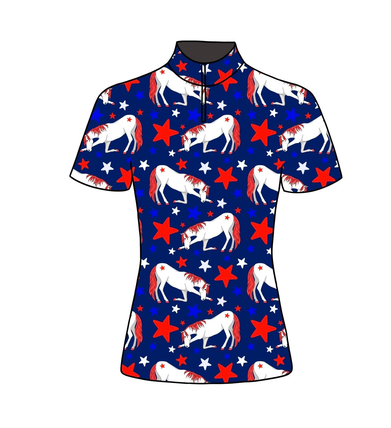 PREORDER Short sleeve red white and blue quarter zip