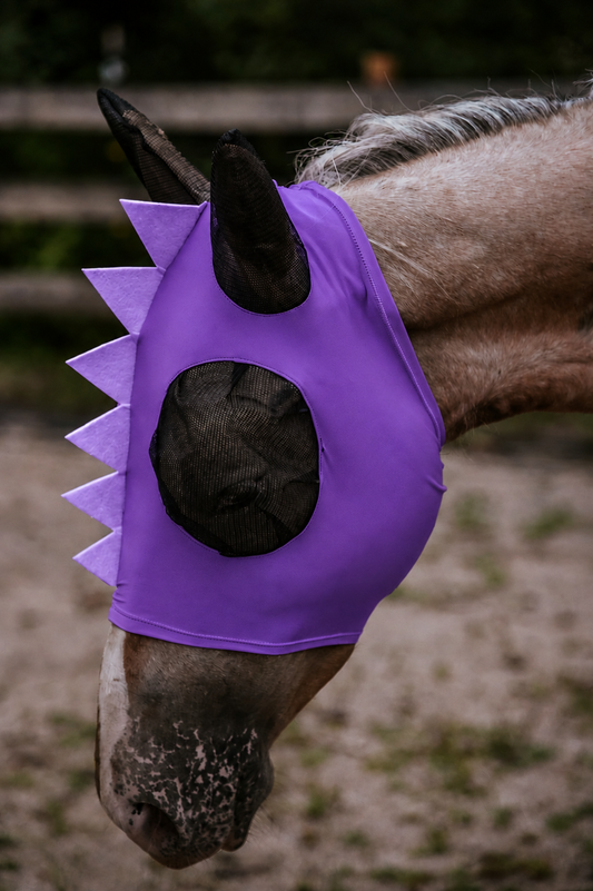 Purple Dino fly mask
