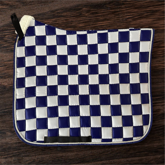 Navy checker dressage saddle pad