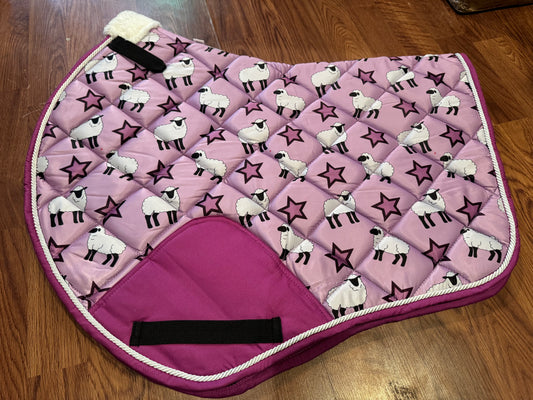 Purple sheep jump cut saddle pad