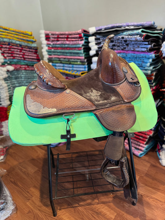 Neon safety yellow/green western saddle pad cover