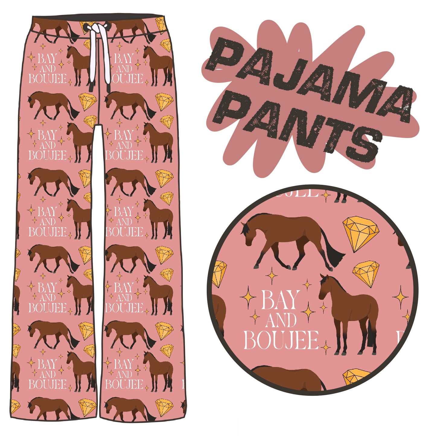 PREORDER Bay and boujee pink pj pants