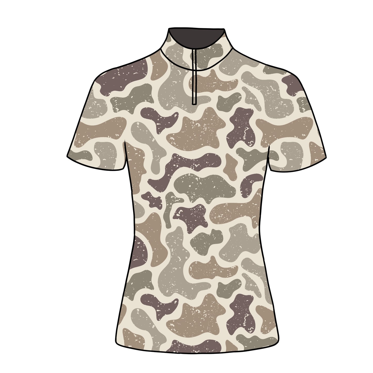 PREORDER camo 1 short sleeve quarter zip