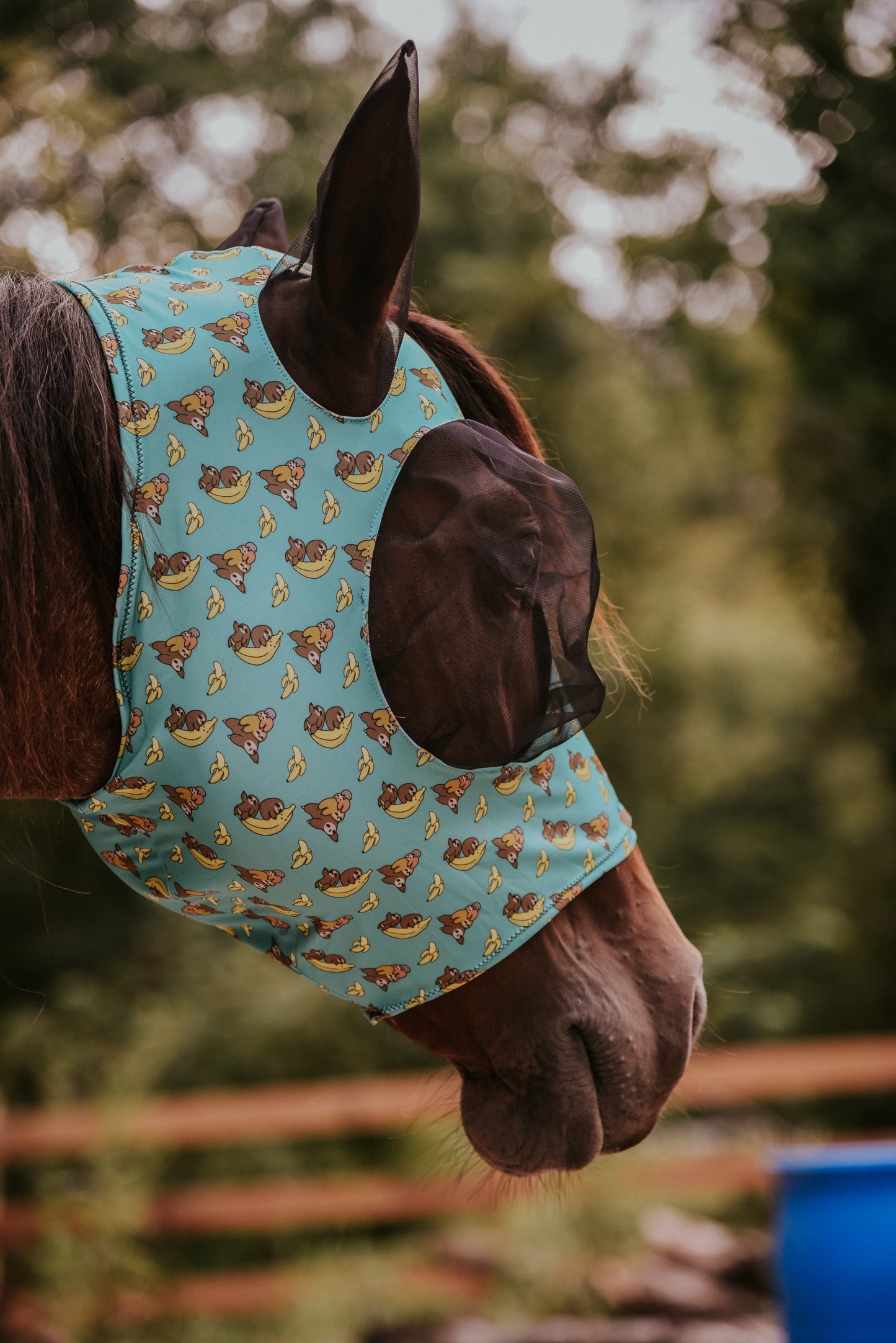 Banana sloth Lycra fly mask