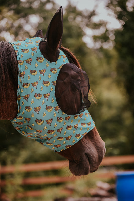 Banana sloth Lycra fly mask
