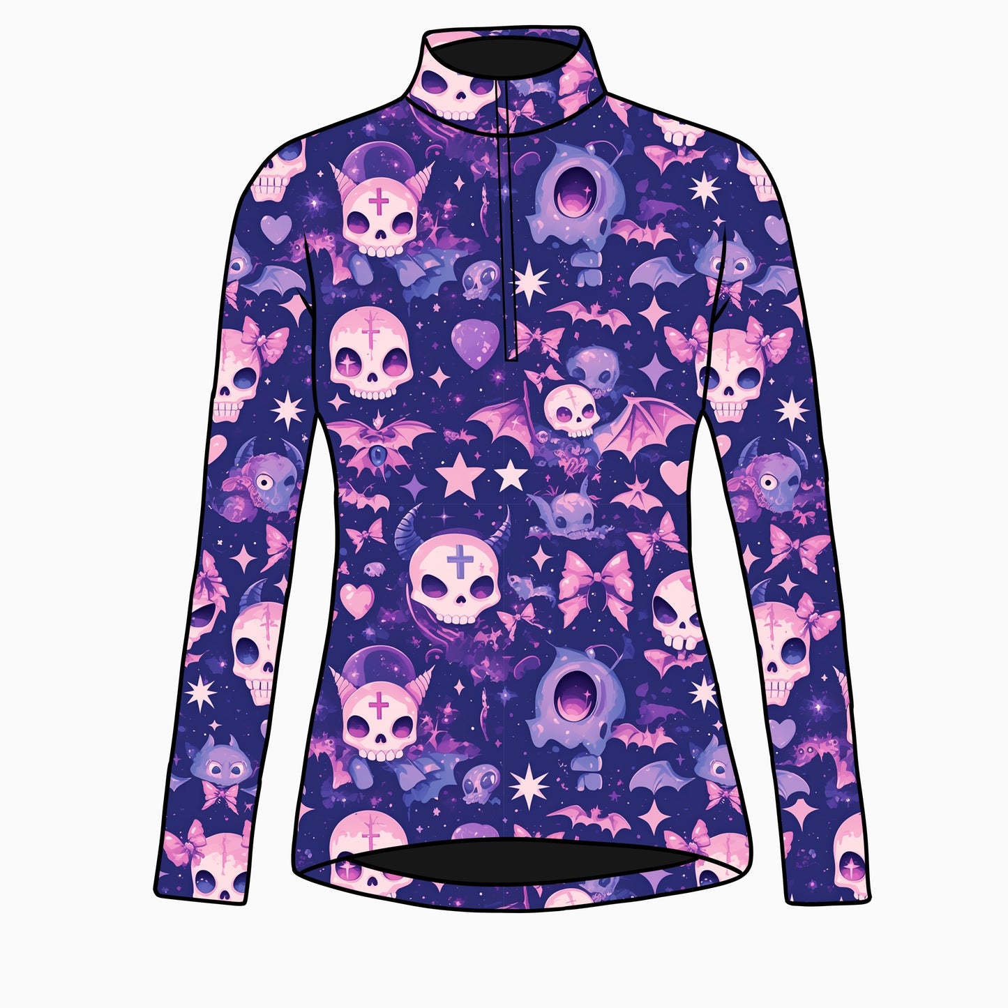 PREORDER purple skulls long sleeve quarter zip