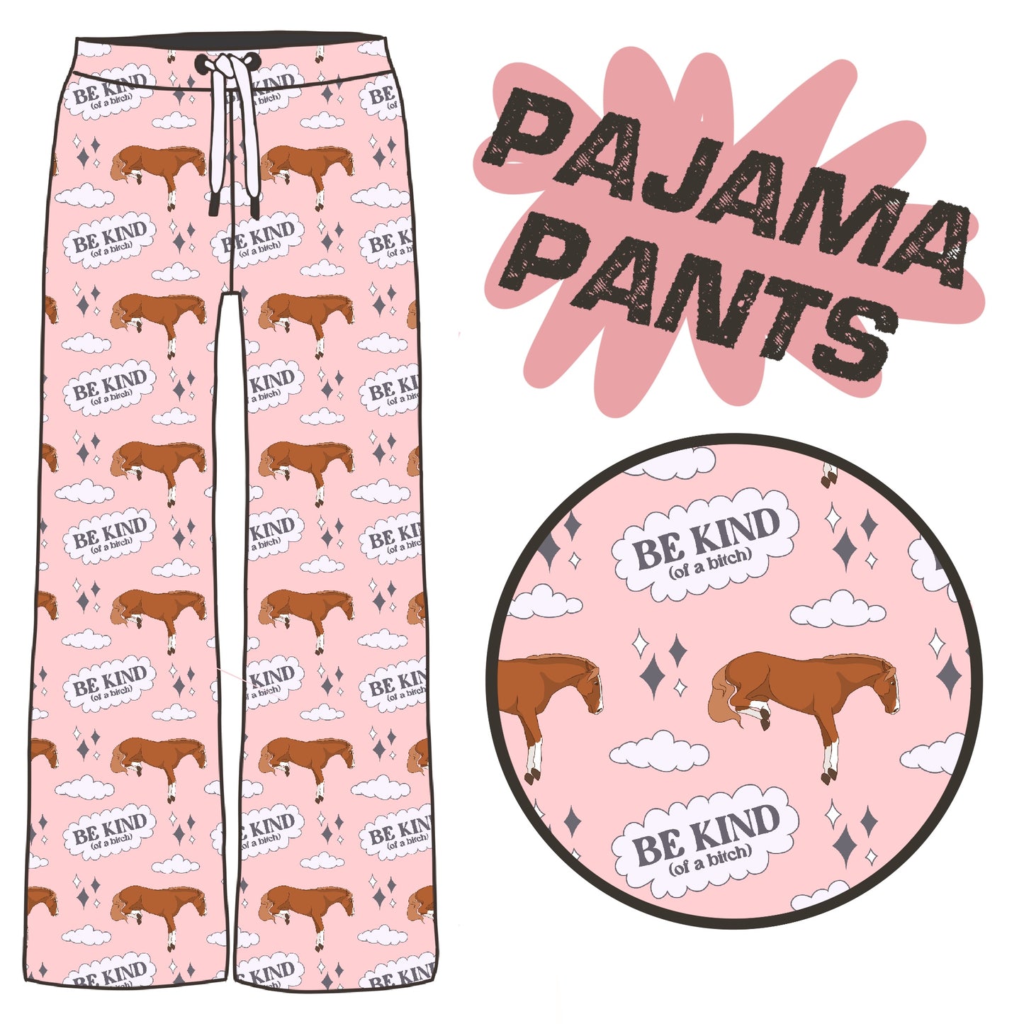 PREORDER kind of a B**** pink pj pants