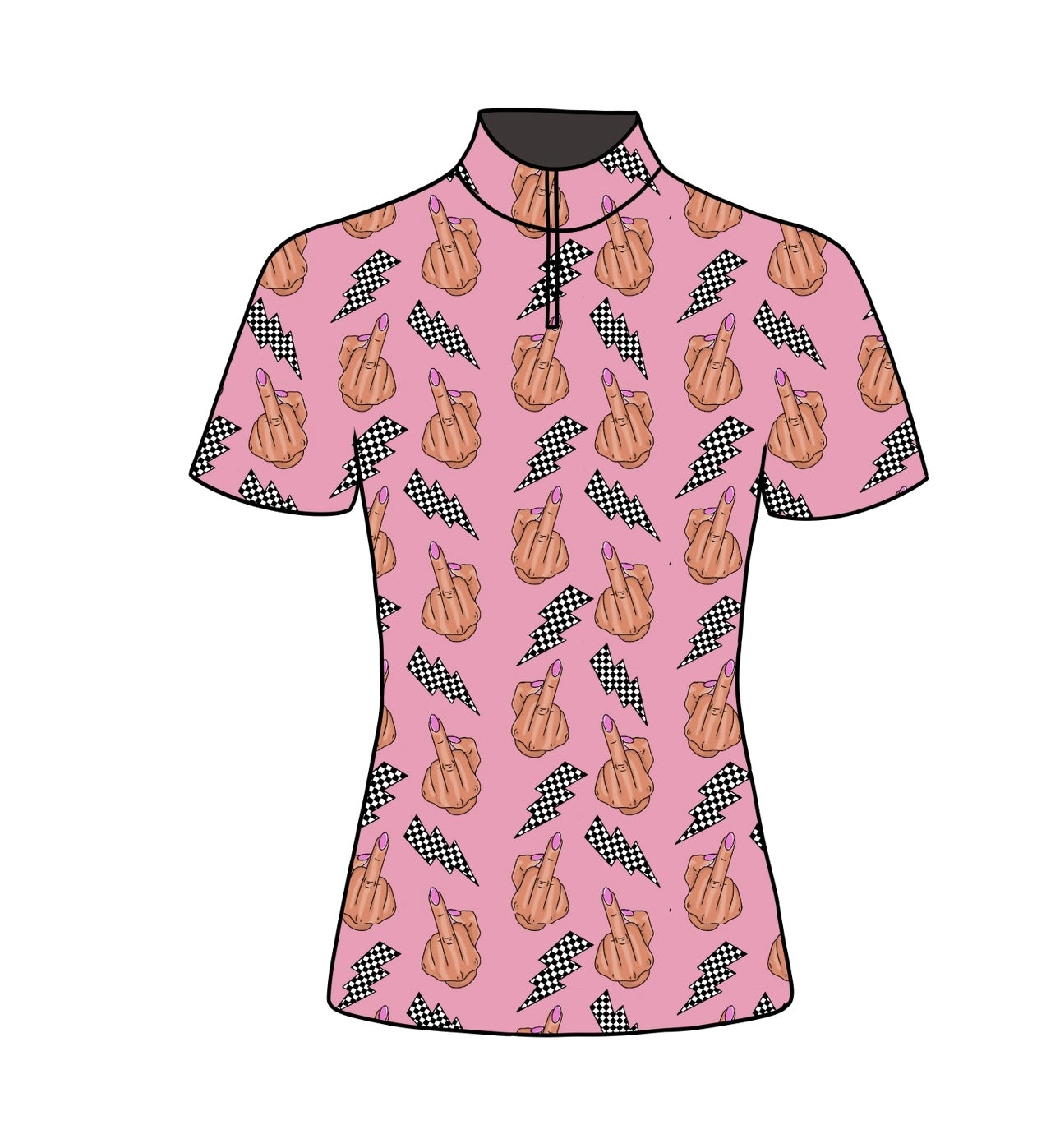 PREORDER Middle finger short sleeve quarter zip