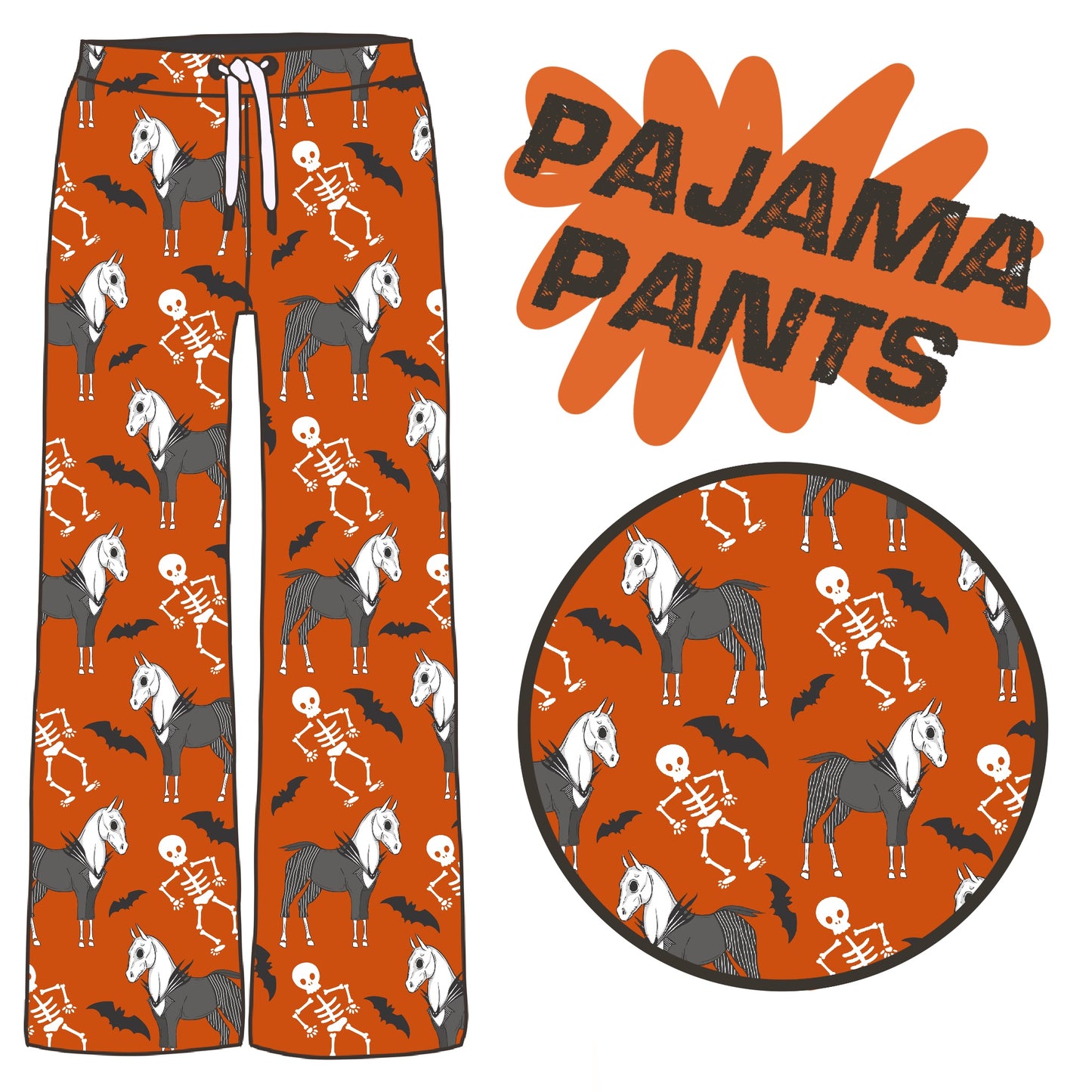 PREORDER halloween skeletons pj pants