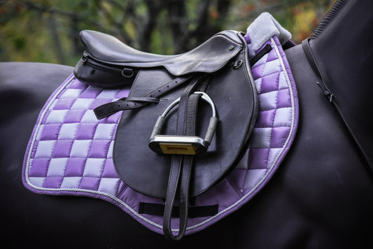 Lavender/white checker saddle pad
