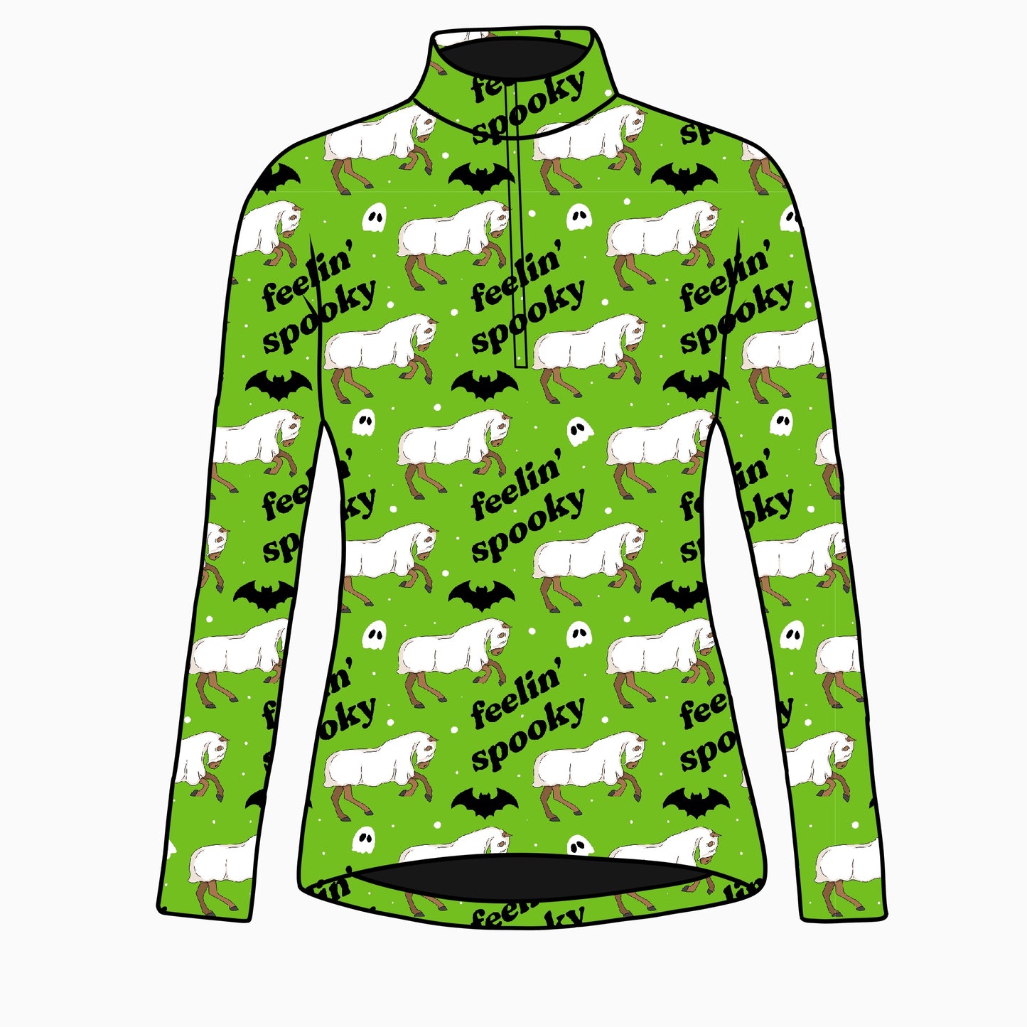 PREORDER green feelin spooky long sleeve quarter zip