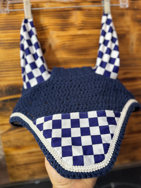 Navy checker bonnet